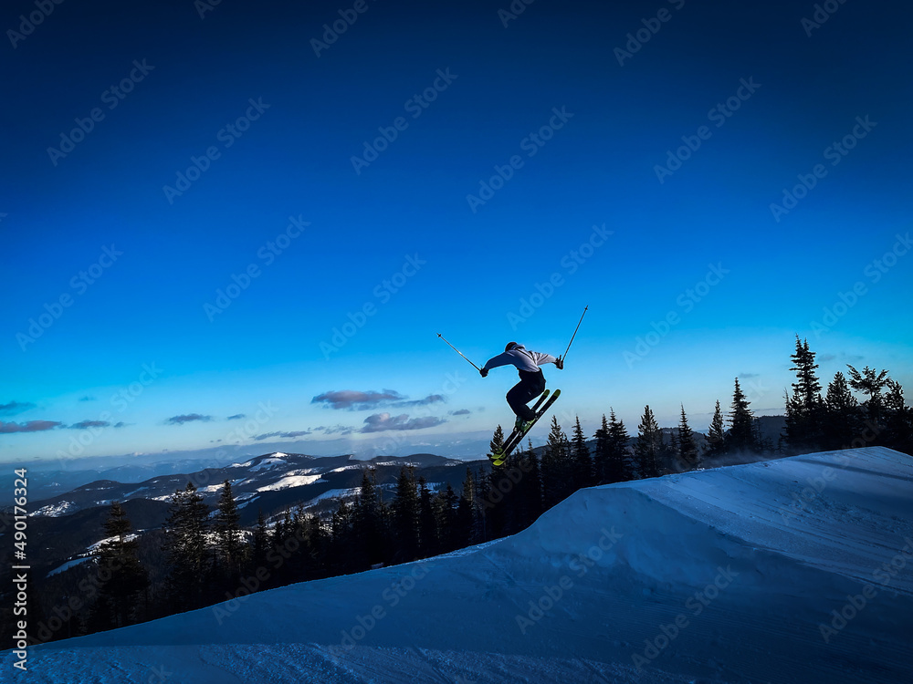 silhouette of a skier silhouette of a skier