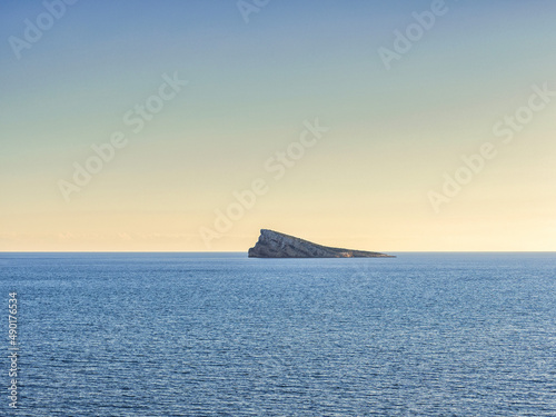 Landscape of the Benidorm Island under the sunlight in Spain