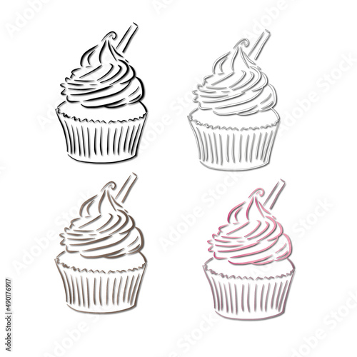 Cupcake vector illustration isolated on white background, cupcake clip art
