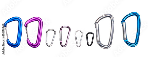 climbing carabiners isolated on white background