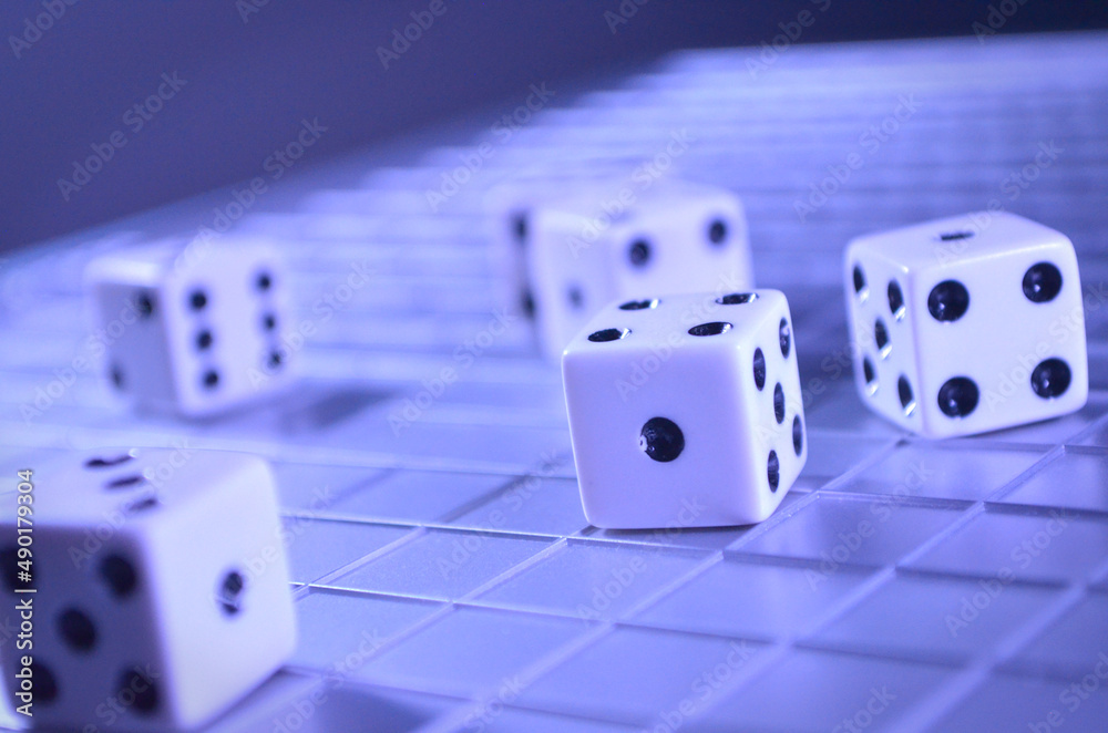 Rolling Dice on a Grid Rolling Die on a Grid Pattern Playing Dice
