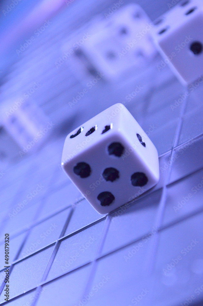 Rolling Dice on a Grid Rolling Die on a Grid Pattern Playing Dice