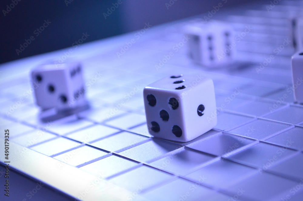Rolling Dice on a Grid Rolling Die on a Grid Pattern Playing Dice