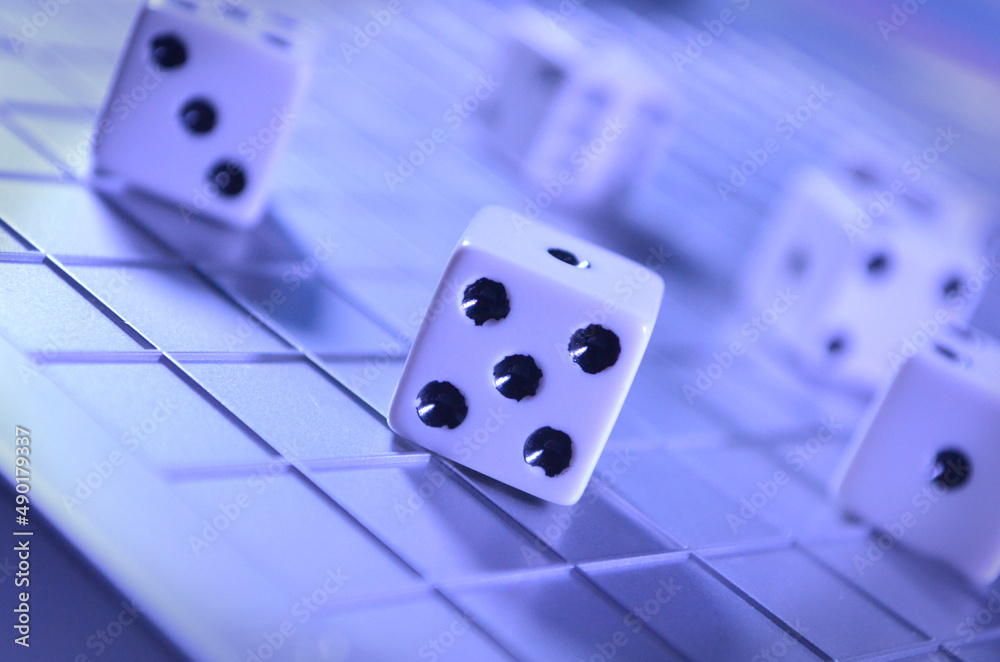 Rolling Dice on a Grid Rolling Die on a Grid Pattern Playing Dice