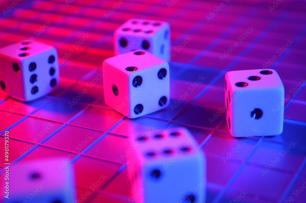 Rolling Dice on a Grid Rolling Die on a Grid Pattern Playing Dice