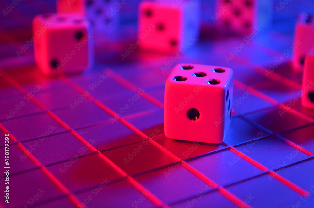 Rolling Dice on a Grid Rolling Die on a Grid Pattern Playing Dice
