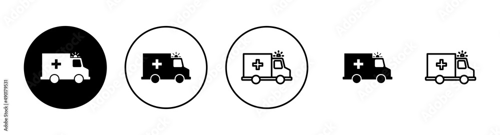 Ambulance icons set. ambulance truck sign and symbol. ambulance car ...