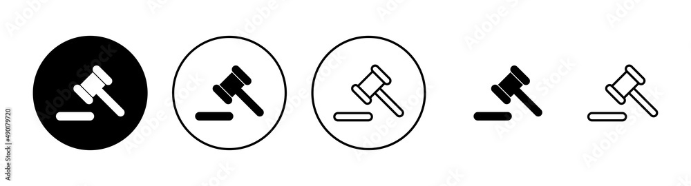 Gavel icons set. judge gavel sign and symbol. law icon. auction hammer Gavel icons set. judge gavel sign and symbol. law icon. auction hammer