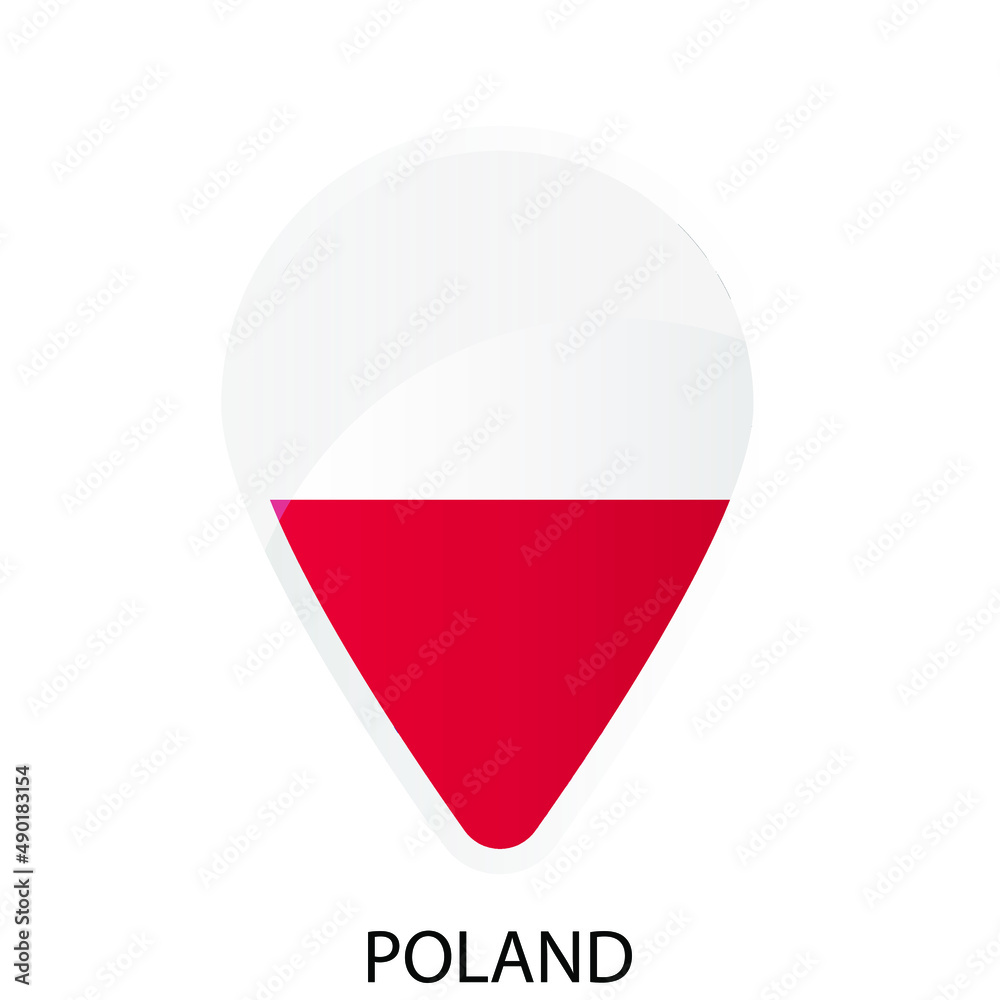 Glossy location pin flag of Poland icon. Simple isolated button. Eps10 vector illustration. Glossy location pin flag of Poland icon. Simple isolated button. Eps10 vector illustration.