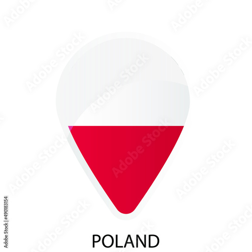 Free Download Glossy location pin flag of Poland icon. Simple isolated button. Eps10 vector illustration. - GFXLoad