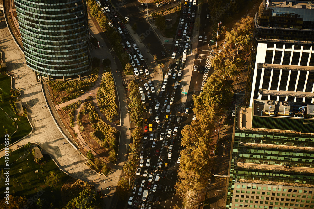 Obraz premium aerial view of the santiago city in chile