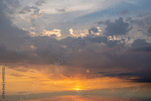 Beautiful view of the cloudy sky at sunset photo