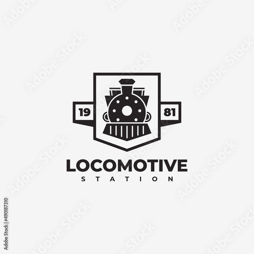 Simple Badge of Locomotive train logo vector vintage design