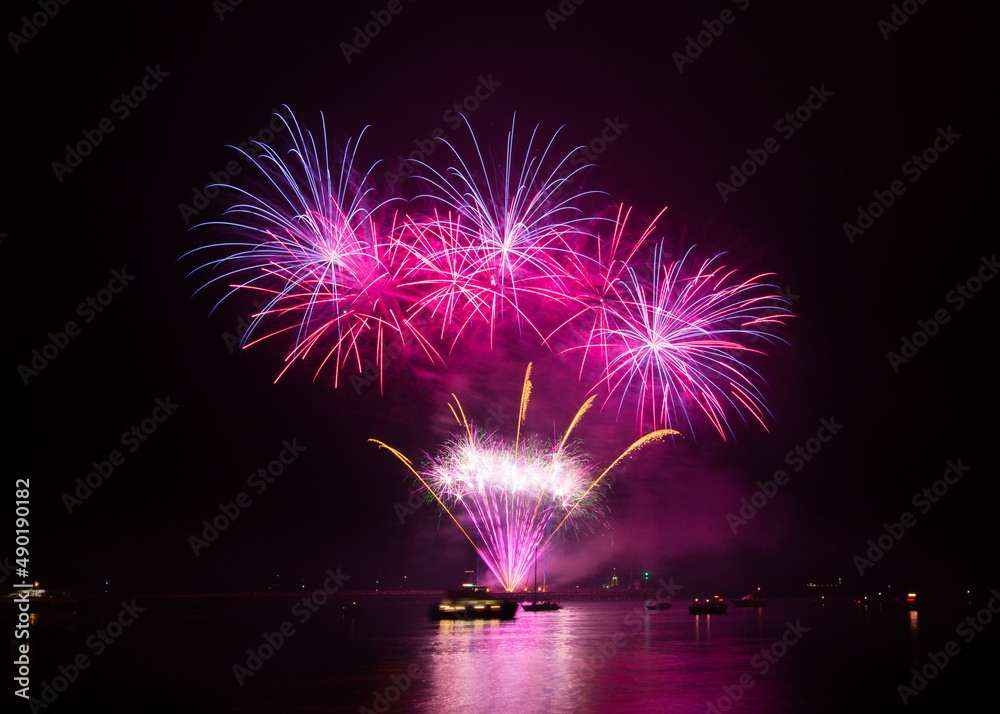 Stunning fireworks display during a fireworks championship in Plymouth