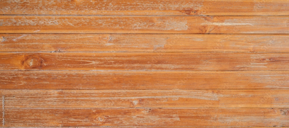 Fototapeta premium Real wood texture background, top view wooden plank panel