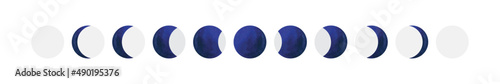 Dark Blue Moon Phases Illustration