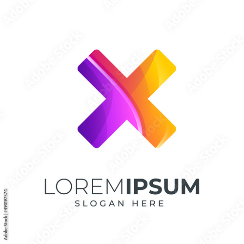 Free Download cross design gradient color combination purple and orange can be use for icon, logo, or landing page illustration - GFXLoad