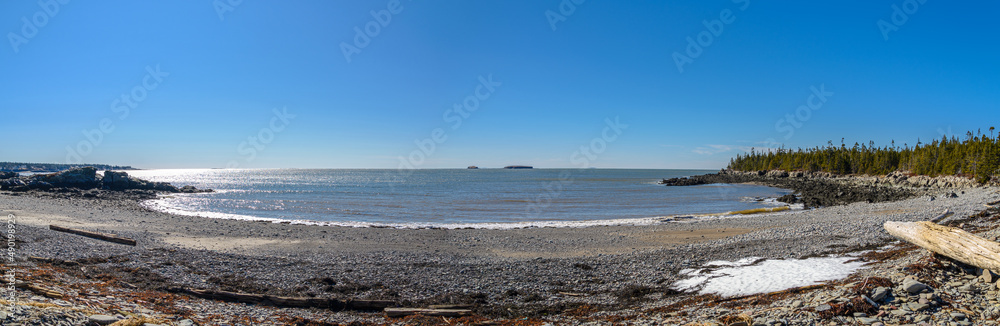 Panoramic Image of Beach on Sunny Winter Day