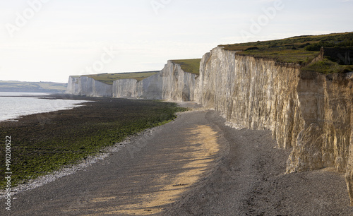 View of Seven Sisters cliffs from Berling Gap in Eastbourne, United Kingdom photo