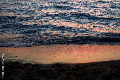 Closeup of a beautiful sunset at the coastline