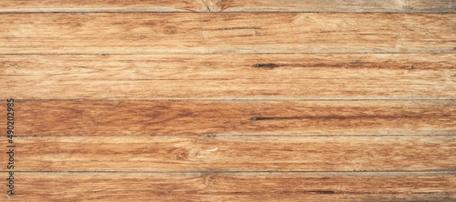 Real wood texture background, top view wooden plank panel