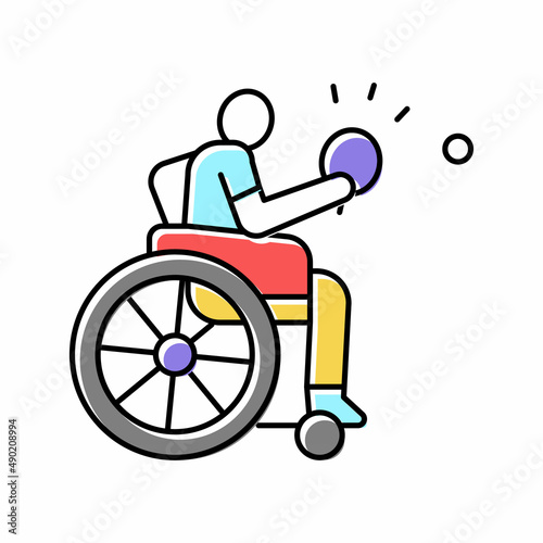 ping pong handicapped athlete color icon vector illustration