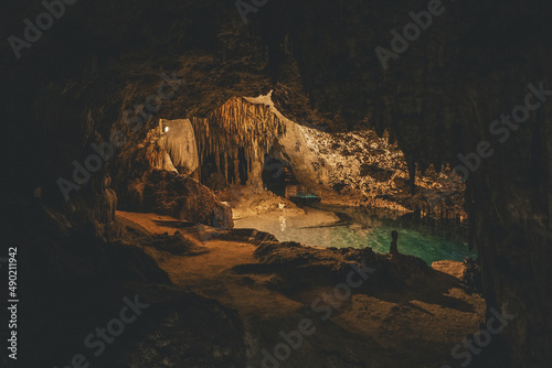 Underground cenote with crystalline waters