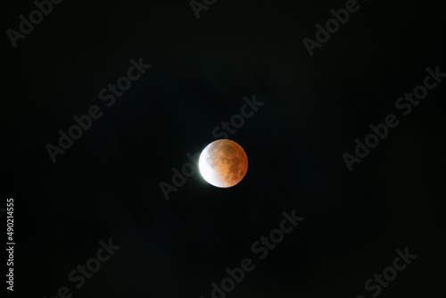 Beautiful lunar eclipse in a dark sky photo