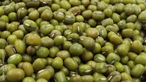 Close up mung bean isolated white background.	 photo