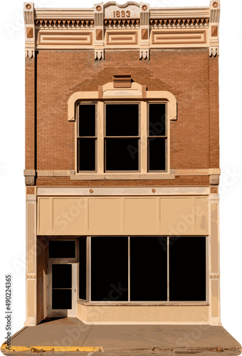 Vector graphic depicting the architectural detail of a turn of the century building facade.