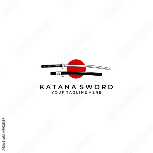 katana sword logo design vector illustration art samurai traditional ninja culture japanese fighter battle war asian