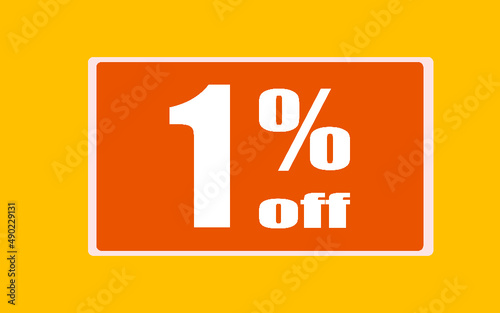 1 one percent off. Yellow banner with floating box for promotions and offers