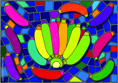 banana fruit colorful design moses stained glass and pattem background illustration vector