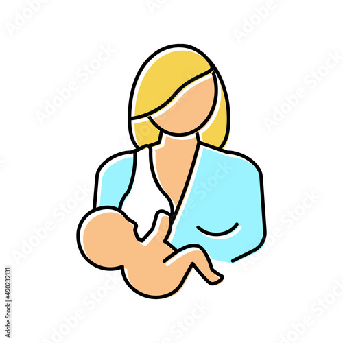 mother feeding baby color icon vector illustration