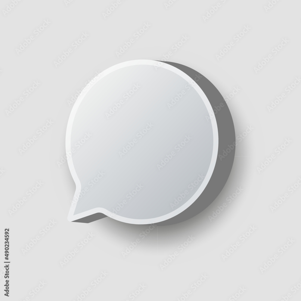 Modern 3D realistic gray white circular speech bubble icon illustration. Social media chat vector art symbol. Modern 3D realistic gray white circular speech bubble icon illustration. Social media chat vector art symbol.