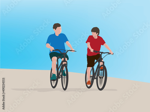 Cycling Together in illustration graphic vector