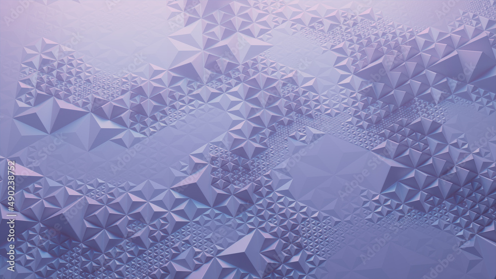 Atmospheric High Tech Surface with Triangular Pyramids. Lilac, Abstract 3d Background. Atmospheric High Tech Surface with Triangular Pyramids. Lilac, Abstract 3d Background.