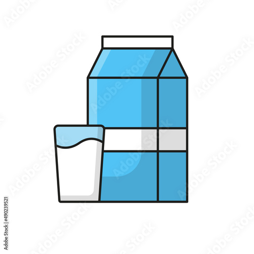 Milk paper box cartoon and glass icons design graphic vector. Oats, soy, and almond dairy product. Healthy farm symbol.