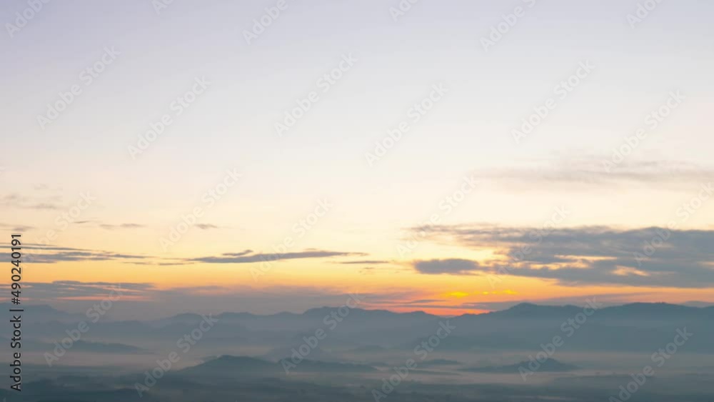 Time-lapse Sunrise first light in the day Over mountain 4K Nature and travel concept. Time-lapse Sunrise first light in the day Over mountain 4K Nature and travel concept.
