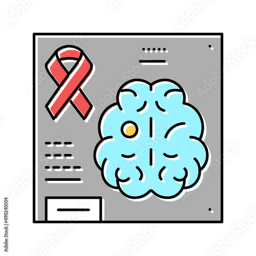 neuro-oncology researching color icon vector illustration