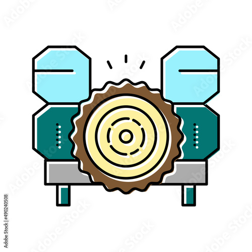 wood timber sawmill machine color icon vector illustration
