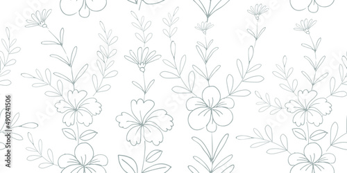 Seamless pattern with hand drawn floral design elements. Vector illustration in sketch style. branches of flowers pattern
