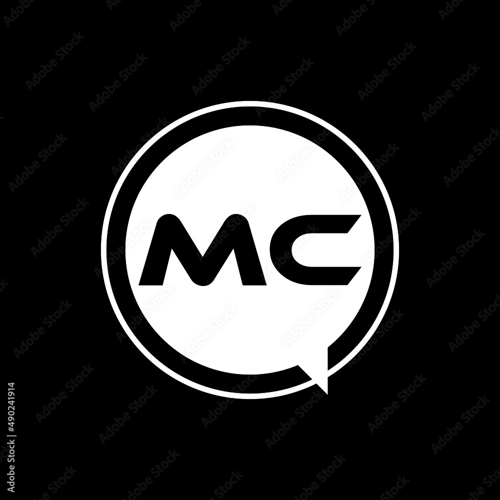 MC letter logo design with black background in illustrator, vector logo modern alphabet font overlap style. calligraphy designs for logo, Poster, Invitation, etc.
