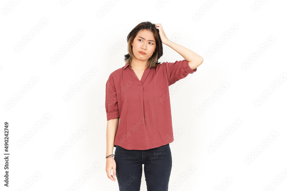 Confused and Think Gesture Of Beautiful Asian Woman Isolated On White Background Confused and Think Gesture Of Beautiful Asian Woman Isolated On White Background