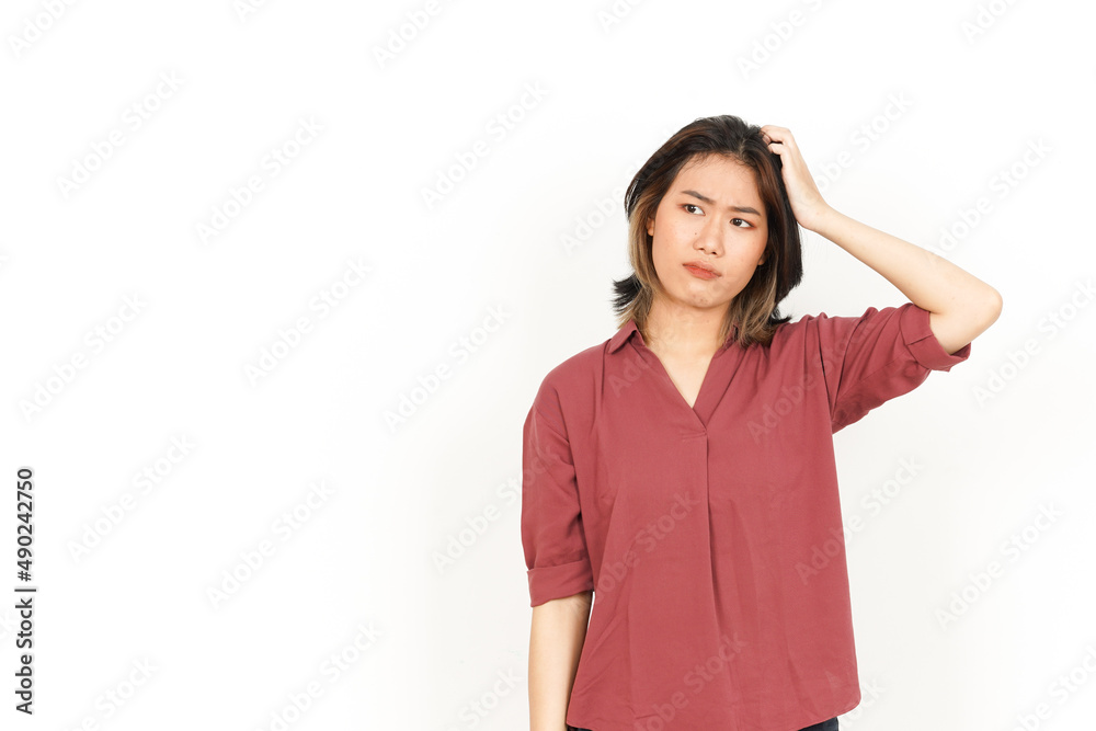 Confused and Think Gesture Of Beautiful Asian Woman Isolated On White Background Confused and Think Gesture Of Beautiful Asian Woman Isolated On White Background