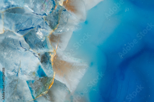 blue and aqua geode quartz crystal abstract nature background