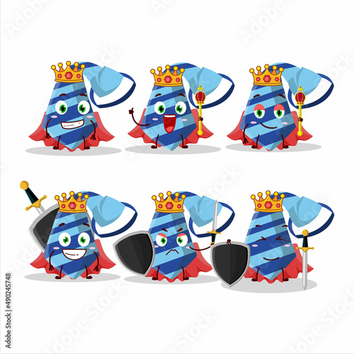 A Charismatic King blue tie cartoon character wearing a gold crown