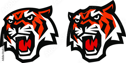 Edgy Design of Aggressive Tiger Roaring