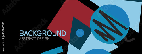 Abstract background. Blocks, lines, triangles, circles composition. Techno or business concept for wallpaper, banner, background, landing page