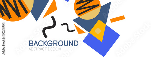 Abstract background. Blocks, lines, triangles, circles composition. Techno or business concept for wallpaper, banner, background, landing page